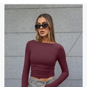Elegant Maroon Long Sleeve Top